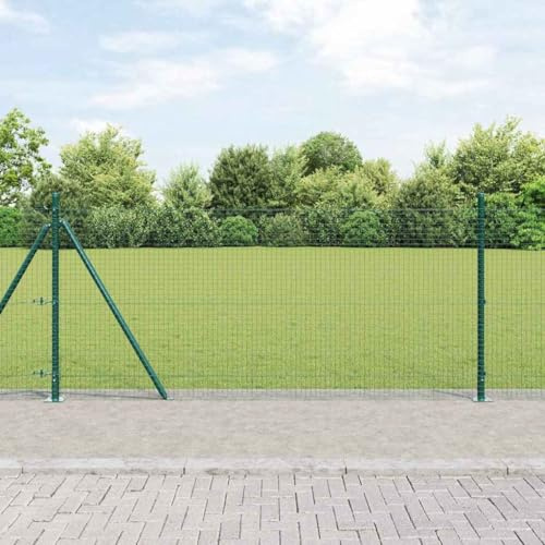 Recinzione per il cortile, recinzione in rete metallica, recinzione esterna, recinzione da giardino come confinamento, recinzione con pali verde 0,8 x 50 m in acciaio per balcone, parco, area
