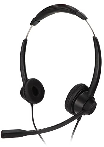 EIMSOAH Cuffie Telefoniche USB con Riduzione del Rumore Cuffie da Lavoro Binaurali con Cavo con Microfono per Call Center 'ufficio, Nere
