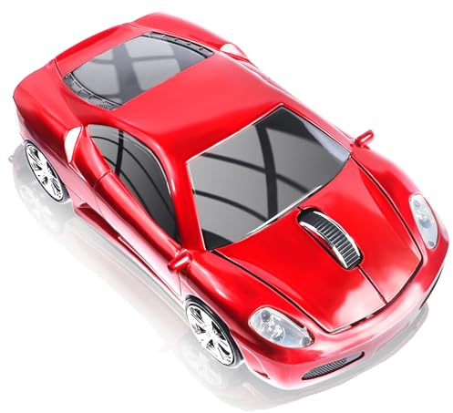 elec Space Wireless Mouse, 2.4GHz Cool Sport Car Shape Computer Mouse 1600 DPI Optical Cordless Mice with USB Receiver for PC Laptop Computer Notebook (Red)