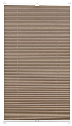 GARDINIA EASYFIX Plissee ohne Bohren, Zum Klemmen, Blickdichtes Falt-Rollo, Inkl. Aller Montage-Teile, 2 Bedienschienen, Taupe, 65 x 130 cm