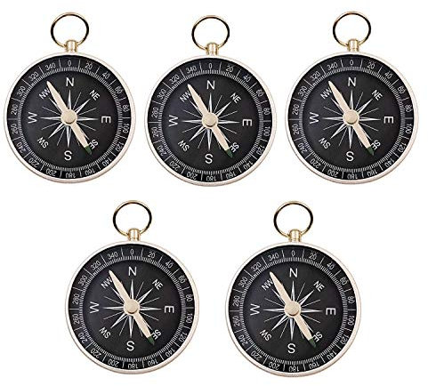 JZK 5 x 44mm kleine Aluminiumlegierung Kompass mit Schleife Oben Drauf für Schlüsselring Anhänger, Geburtstag Partei bevorzugt Geschenke für Kinder