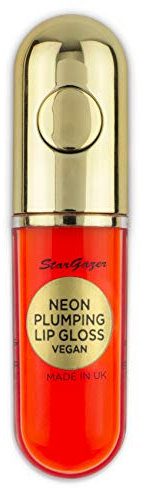 Stargazer Neon UV-Reactive Colour Plumping Lip Gloss, Hydrating Colour, Neon Orange
