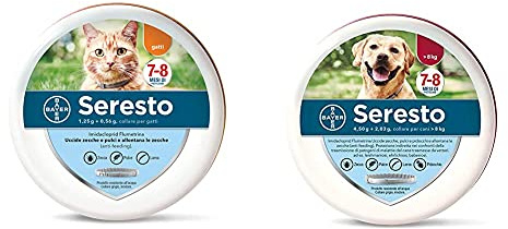 Seresto Collare Antiparassitario Per Gatti & Collare Cani Medio/Grande 8 Kg, 70 Cm