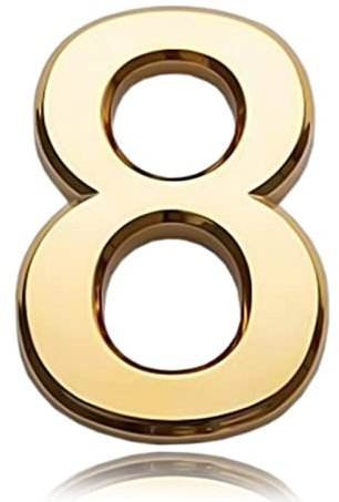 3 Inch Front Door Numbers, 3D Self Adhesive House Numbers Plaques Waterproof Mailbox Signage DIY Chrome Polished Address Numbers Sign for Home Office Hotel Apartment Door Room Wall, Gold (8)