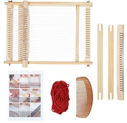 JMIATRY Kit per tessitura per adulti e principianti, telaio per tessitura da 40 x 30 cm, telaio in legno per lavori a maglia fai da te
