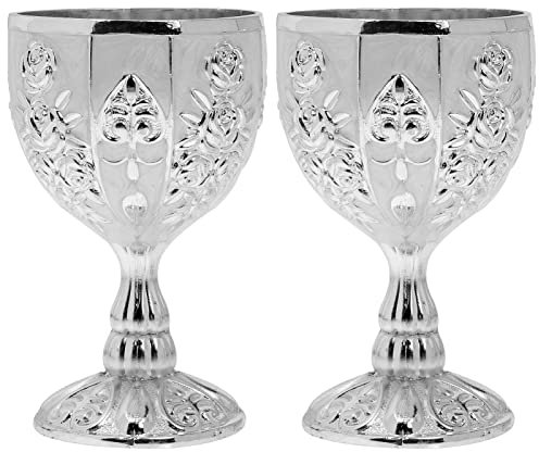 Cabilock 2 Pièces Grand Verre à Vin Blanc Verres à Vin Coupes à Vin Vintage Verre à Vin Halloween Thé Décoratif Coupes De Vin Rouge Gobelet D'autel Calice Whisky Coupe De Feu Homme Alliage