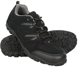 Mountain Warehouse Outdoor Mens Walking Shoes - Suede Mesh Upper Footwear, Cushioned EVA Footbed, Rubber Outsole -Spring Summer, Hiking, Camping, Travelling Black Adult Shoe Size 10