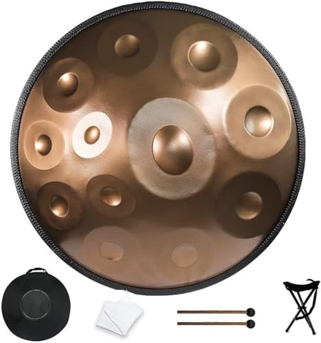 Handpan Drum - Professional performance hand drum in D minor, 440 Hz/432 Hz handpan drum with 9/10/12 notes, with soft handpan bag steel percussion instrument (Color : 9 notes, Size : 432 Hz)