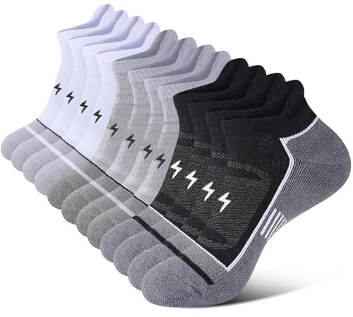 Cirorld Cushioned Running Socks, Ankle Trainer Socks for Men & Women, Anti-Blister & Sweat Wicking, Breathable Cotton sock for Sports, Gym, Walking and Daily, 6 Pairs
