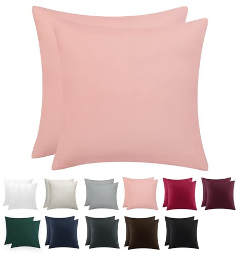 RUIKASI Kissenbezug 80 x 80 Rosa 2er Set - Oeko Tex Kopfkissenbezug 80x80 Pfirsch Rosa Kissen Bezug 80x80cm mit Reißverschluss aus Mikrofaser, Polsterbezug Doppelpack Set Pillow Case Pillow Cover