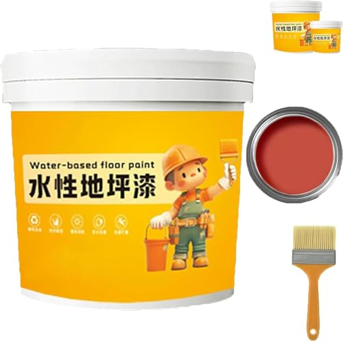 Waterproof Water-Based Epoxy Floor Paint, Anti-Slip Concrete Floor Paint, Water-Based Garage Floor Paint Epoxy Floor Paint, Quick-Dry Anti-Slip Water-Based Floor Paint (Red)