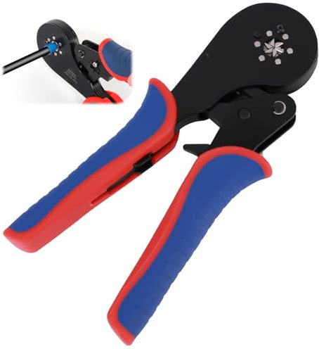 ZONJIE Alicates de crimpado – 0,08-16 mm²/30-5AWG, herramienta de crimpado de terminales de alambre de trinquete aislados, estructura de trinquete, mandíbulas de crimpado cuadriláteras, herramienta de