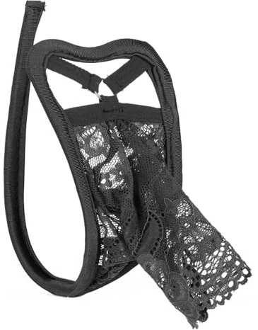 Yihuimin Cstring Sexy Homme Abierto Mini Tanga Bikini Tanga Bulge Pouch Tback Tanga Encaje Sissy Ropa Interior, Tipo C Negro, Talla única