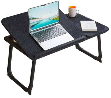 Bärbart justerbart laptop-sängbricka bord – vikbara ben idealiska för frukost och arbete på soffa eller säng, mångsidigt laptopstativ kaktus svart design (70 x 38 x 30 cm)