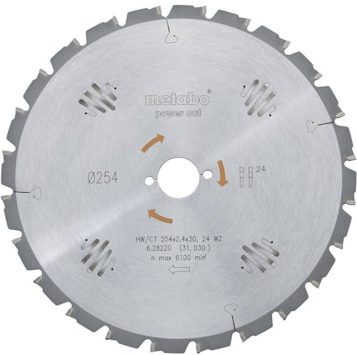 Metabo 628222000 60 WZ 5 Degree HW/CT Circular Saw-Blade, Green, 254 x 30 mm