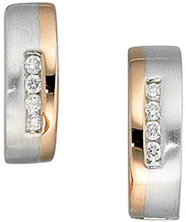 Jobo Damen-Creolen aus 14 Karat 585 Gold Bicolor mit 8 Diamanten