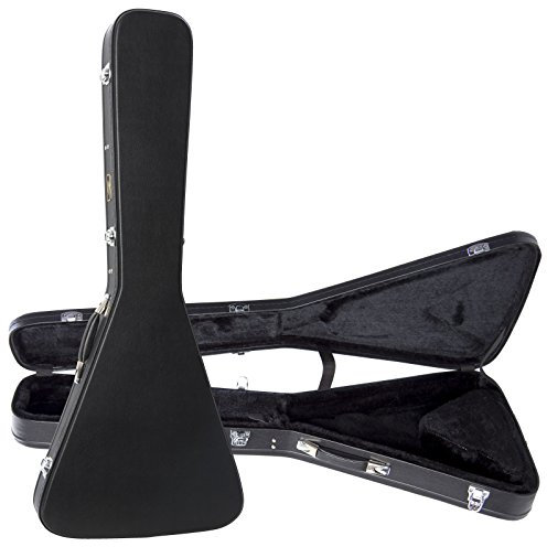 Fame Case V-Style E-Gitarrenkoffer, Wetterfest, Stabil, Schwarz, mit Plüsch-Polsterung und Zubehörfach, Ideal für Roadtrips