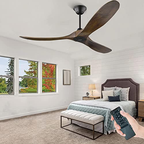 Ventilatore a soffitto in legno, per esterni senza illuminazione, regolazione intelligente dell'ora, risparmio energetico, modalità estiva inverno, per camera da letto, veranda
