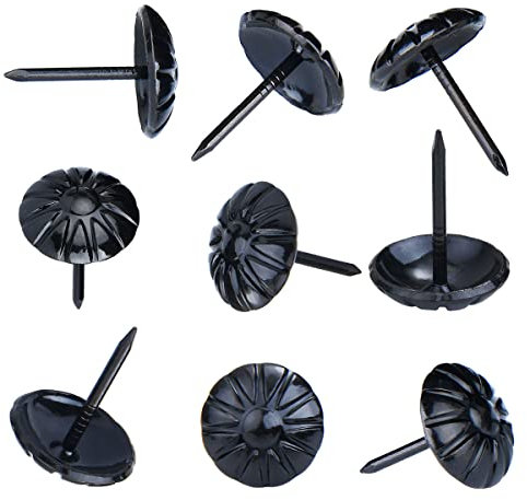 Homdire Polsternägel für Möbel, 1,6 cm, schwarze Polsternägel, dekorative Nägel, 100 Stück, robuste Möbelnägel für Polster, Gänseblümchen, Sofa, Möbelnägel für Holz