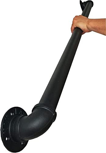 Treppenhandlauf,Geländer-Komplettset. Industrielles schwarzes schmiedeeisernes Treppenrohr-Handlauf,Innen- und Außenhaus,älterer Kindergarten,Dachboden-Sicherheitszaun,40cm