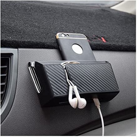 JNNJ Scatola portaoggetti cellulare, occhiali da sole in fibra carbonio, finestra e consolle, organizer sedile auto, mini vassoio impermeabile con nastro