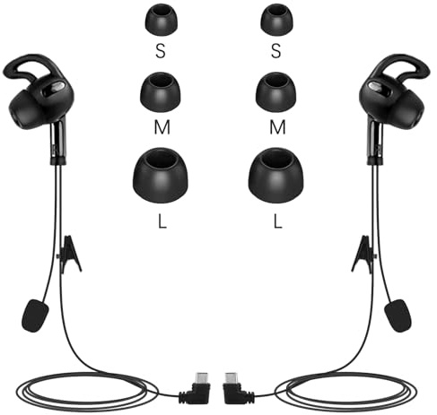 GaiRen 2-pack USB typ C vänster & höger öra domare hörlurar, headset öronkrok öronsnäcka passar för uppgraderad V6 V4 fotboll tränare intercom radio