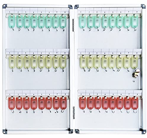 Schlüsselkasten-Organizer, Kleiner Haushalt, Kleiner Wand-Schlüsselschrank, 4 Kapazitäten sind verfügbar, Schlüsselkasten mit farbigen Etiketten, Schrank/Tür/Auto-Schlüsselschrank (Farbe: Silber-Sch
