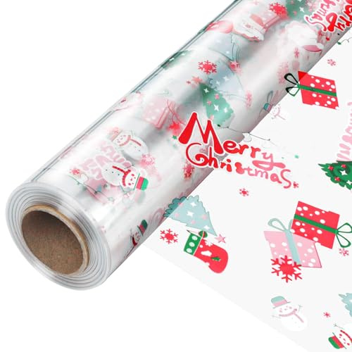 Rotolo di cellophane trasparente, 88 cm x 30 m, spessore 3 ml, trasparente, sacchetti in cellophane trasparente, grande pellicola regalo trasparente per fiori, cesti regalo