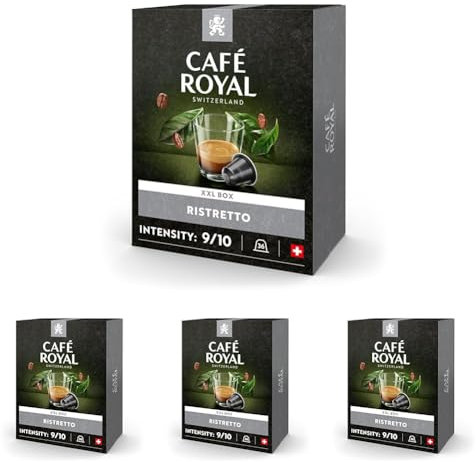 Café Royal Ristretto 36 Capsules pour Cafetière à Café Nespresso - Intensité 9/10 - Capsules de Café en Aluminium certifiées UTZ (Lot de 4)