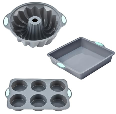 Tilizan 3 pezzi Stampo in Silicone per Dolci, Set da Forno in Silicone, Teglia Antiaderente in Pagnotta, Senza BPA, per Cuocere Pane, Torte e Altri Dolci