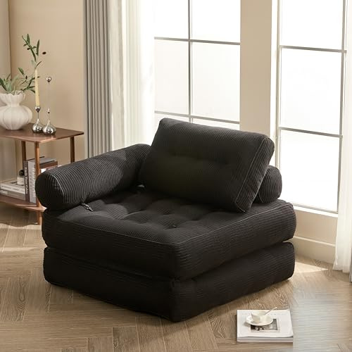 Litbird Divano Letto 95 cm, Divano a Sacco Pieghevole, Nero