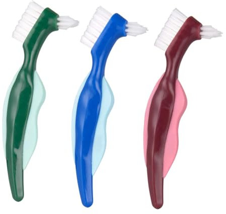 UKCOCO 3pièces Brosse à Dents Pour Prothèses Dentaires Double Tête Nettoyage Facile Des Zones Difficiles Accès