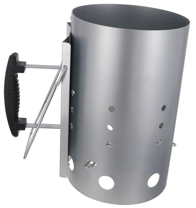 Gogogmee Ciminiera Accensione Barbecue Zincata Manico Isolante Starter per Carbonella Barile 19 Zincato Circolazione Aria Grigliate Cucina all'Aperto Accessorio BBQ Campeggio Feste Giardino
