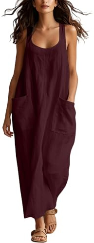 Backless Cami Dresses for Women Cotton Cami Lounge Dress Backless Solid Color Sleeveless House Dress Long Sundress Ladies Casual Maxi Loose Fit Beach Dresses Summer Holiday Tunic Sundress S-3XL