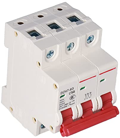 Cocoarm Interruttore Automatico Miniaturizzato Copertura PC Interruttore Automatico CA 3P CA 400 V Montaggio su Guida DIN con Finestra Visiva Protezione da Sovraccarico e Cortocircuito per Scatole