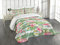 ABAKUHAUS Flamingo Tagesdecke Set, Exotische Hawaii-Blatt, Set mit Kissenbezug Ohne verblassen, für Einzelbetten 170 x 220 cm, Weiß Grün Rosa
