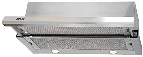 Edesa Campana Extractora de Cocina ECT-6411 X con 2 Niveles de Extracción Iluminación LED Mandos Mecánicos Nivel Sonoro 45.5 db Filtros Lavables en Lavavajillas Motor de 100 W Ancho 60 cm Color Inox