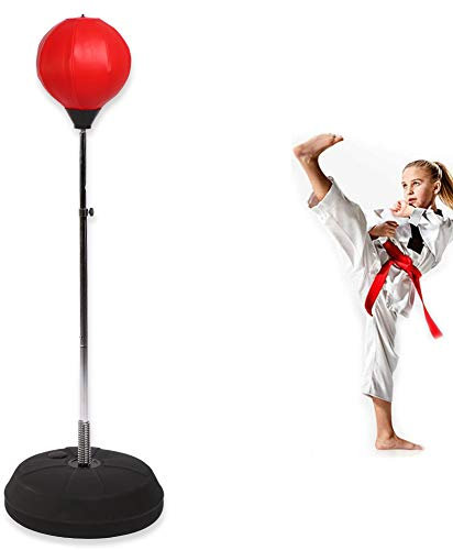 SOULONG Erwachsene Punchingball Standboxsack Boxen Set Standbox Handschuhen Punching-Training Verstellbar Höhe 120-150 cm Rot Geeignet für den professionellen Einsatz im Fitness-Studio sowie zu Hause