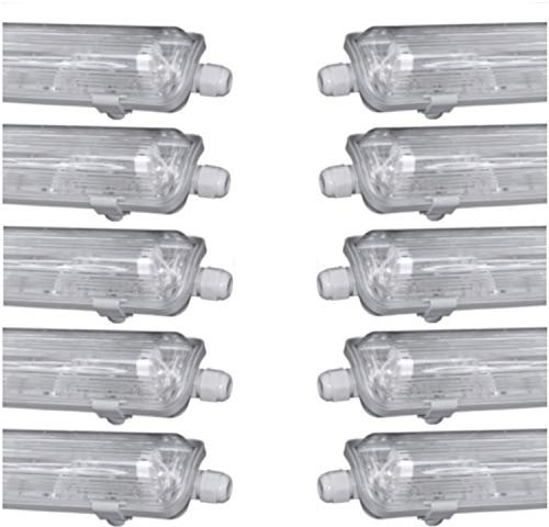 pureled SET 10x LED Feuchtraumleuchte Wannenleuchte Keller Werkstatt IP65 10x T8 LED 120cm 18W 4000K G13 Bürolampe (10x neutralweiß)