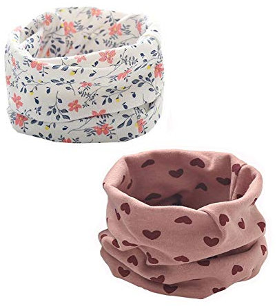 2 Stück Loop Kinder Baumwolle Herbst Winter Schal Baby Loop Hals Wärmer Mädchen und Junge (Mädchen A-2)