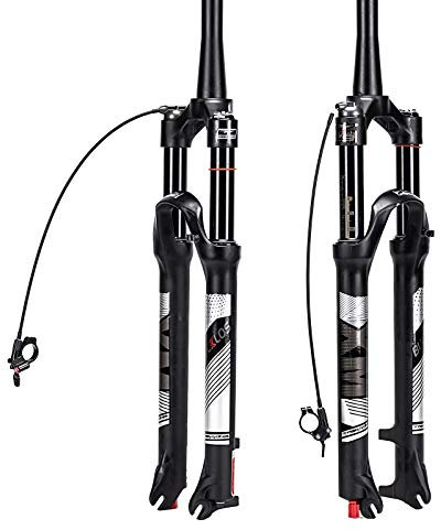 BUCKLOS 26/27,5/29 Travel 120 mm MTB Air Suspension Fork, Rebound Adjust 1 1/8 Straight/Tapered Tube QR 9mm Manual/Remote Lockout XC AM Ultralight Mountainbike Front Forks