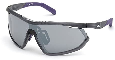adidas Sport - Sonnenbrille, SP0002 - Maske-Form, Farbe Grau, Gläsern farbe Schwarz verspiegelt grau, mit zweiter Wechsellinse orange