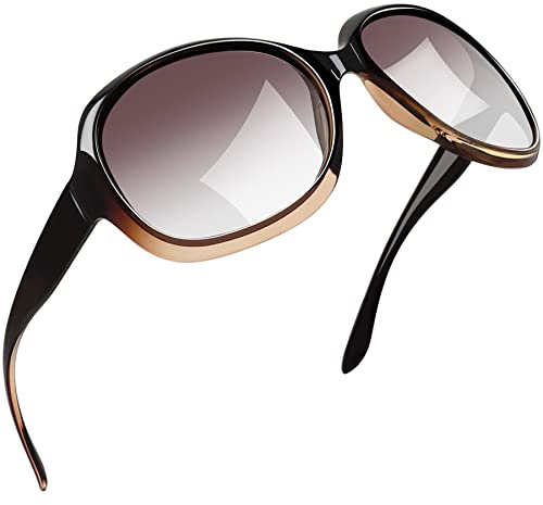 Joopin Lunettes de Soleil Femme Polarisée Marron avec Grande Monture, Lunettes de Soleil Tendance pour Yeux Sensibles