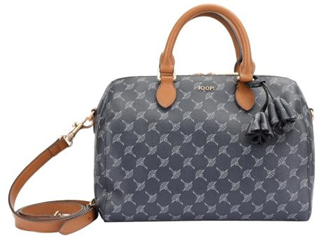 Joop! Women Cortina 1.0 Aurora - mittelgroße Handtasche 30x20x18cm, Dunkelblau mit braunem Henkel