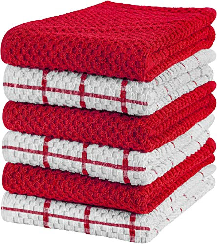 Utopia Towels - 6er Pack Geschirrtücher Küchentücher, 38 x 64 cm Baumwolle Geschirrtüch – Maschinenwaschbar (Rot und Weiß)