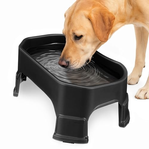 Neater Pet Brands Extra Large Water Bowl for Dogs, Elevated Outdoor Dog Water Bowl (1.25 Gallon XL Capacity), Big Trough Style Food Dish for Indoors or Outside, No Spill Large Dog Bowls, Black