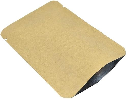 WACCOMT Pack 100 stycken kraftpapper, vakuumförslutningsbara påsar Mylarfolie, värmeförseglingspåse för livsmedelsförvaring med skåror 9 x 13 cm (3,5 x 5,1 tum)