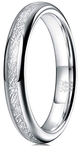 Three Keys Jewelry Tungsten Carbide Womens 4mm Hunting Viking Meteorite Wedding Band Ring with Polish for Women Inlay Engrave Engagement Silver Size 6
