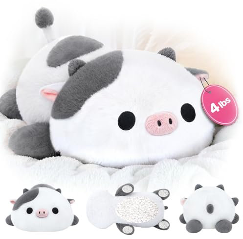 Mewaii Weighted Plüsch Grau Kuh Kuscheltier 58cm,1.8kg (4.0 lbs) Kawaii Plüschtiere für Kinder,Komfortabel und Kuschelig, Kuscheltiere für Frauen und Männer
