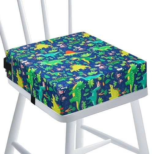 HAWAKA Kinder Sitzkissen Sitzerhöhung Stuhl, 32x32x8.5 cm Waschbar mit 2 Gurte Sicherheitsschnalle Sitzerhöhung Kinder für Esstisch, Verstellbar Tragbares Boostersitze Sitzkissen